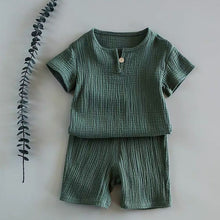 Load image into Gallery viewer, Summer Children Clothes Linen Sports Clothes For Baby Girl Boy Tshirts 2 Piece Set Kids Baby Toddler 12months To 6Years Clothing