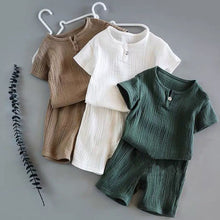 Load image into Gallery viewer, Summer Children Clothes Linen Sports Clothes For Baby Girl Boy Tshirts 2 Piece Set Kids Baby Toddler 12months To 6Years Clothing