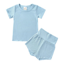 Load image into Gallery viewer, Summer Children Clothes Linen Sports Clothes For Baby Girl Boy Tshirts 2 Piece Set Kids Baby Toddler 12months To 6Years Clothing