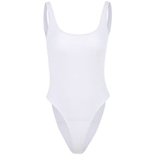 Load image into Gallery viewer, White Strappy Bodysuit Sexy Backless Ribbed Bodysuit Romper string femme sexy Sleeveless Tank Top gloved bodysuit Body Female
