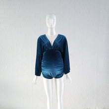 Load image into Gallery viewer, Boho Maternity Velvet Bodysuits For Photography Pregnancy Photo Shoot Bodysuit Pregnant Clothes
