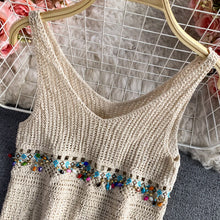 Load image into Gallery viewer, Hollow crochet flowers crop tops sexy V neck knitted camis for women off shoulder omighty slim fit camis 2021 fashion hot

