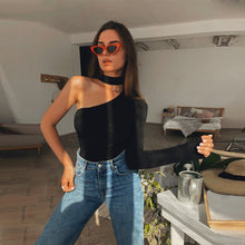 Load image into Gallery viewer, one-shoulder sexy bodysuit

