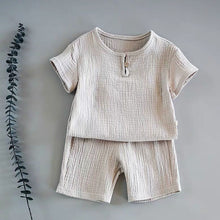 Load image into Gallery viewer, Summer Children Clothes Linen Sports Clothes For Baby Girl Boy Tshirts 2 Piece Set Kids Baby Toddler 12months To 6Years Clothing
