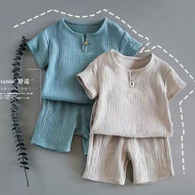 Load image into Gallery viewer, Summer Children Clothes Linen Sports Clothes For Baby Girl Boy Tshirts 2 Piece Set Kids Baby Toddler 12months To 6Years Clothing
