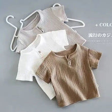 Load image into Gallery viewer, Summer Children Clothes Linen Sports Clothes For Baby Girl Boy Tshirts 2 Piece Set Kids Baby Toddler 12months To 6Years Clothing
