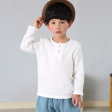 Load image into Gallery viewer, children t shirts fashion linen pleated boys t shirt children t-shirt 2022 summer baby boys girls t-shirt children clothes kids
