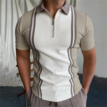Load image into Gallery viewer, Fashion Men Polo Shirts Summer High Quality Print Casual Daily Short Sleeve Mens Shirts Lapel Zipper Patchwork Polo Shirts S-3XL
