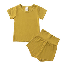 Load image into Gallery viewer, Summer Children Clothes Linen Sports Clothes For Baby Girl Boy Tshirts 2 Piece Set Kids Baby Toddler 12months To 6Years Clothing
