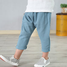 Load image into Gallery viewer, children t shirts fashion linen pleated boys t shirt children t-shirt 2022 summer baby boys girls t-shirt children clothes kids
