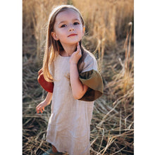 Load image into Gallery viewer, Girls Natural Linen Patchwork Dress Summer New Baby Kids Flare Sleeve Casual Cotton And Linen Dresses Children&#39;s Clothing TZ045
