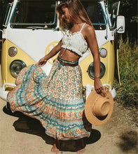 Load image into Gallery viewer, Boho Mama floral peacock skirt
