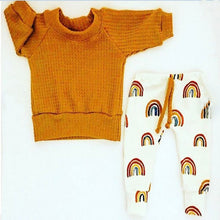 Load image into Gallery viewer, Tiah&#39;s rainbow baby thermal top and pant set
