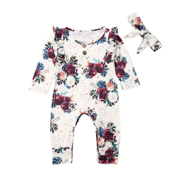 Neviah's vintage one piece floral outfit with headband