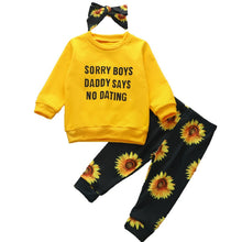 Load image into Gallery viewer, Rylies daddies rules sunflower outfit
