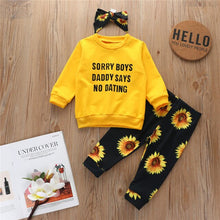 Load image into Gallery viewer, Rylies daddies rules sunflower outfit
